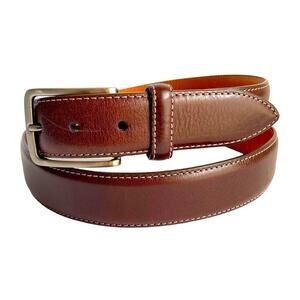 Italian Leather Brown Dress Belt Full Grain Business Casual Kirkland Mens 44